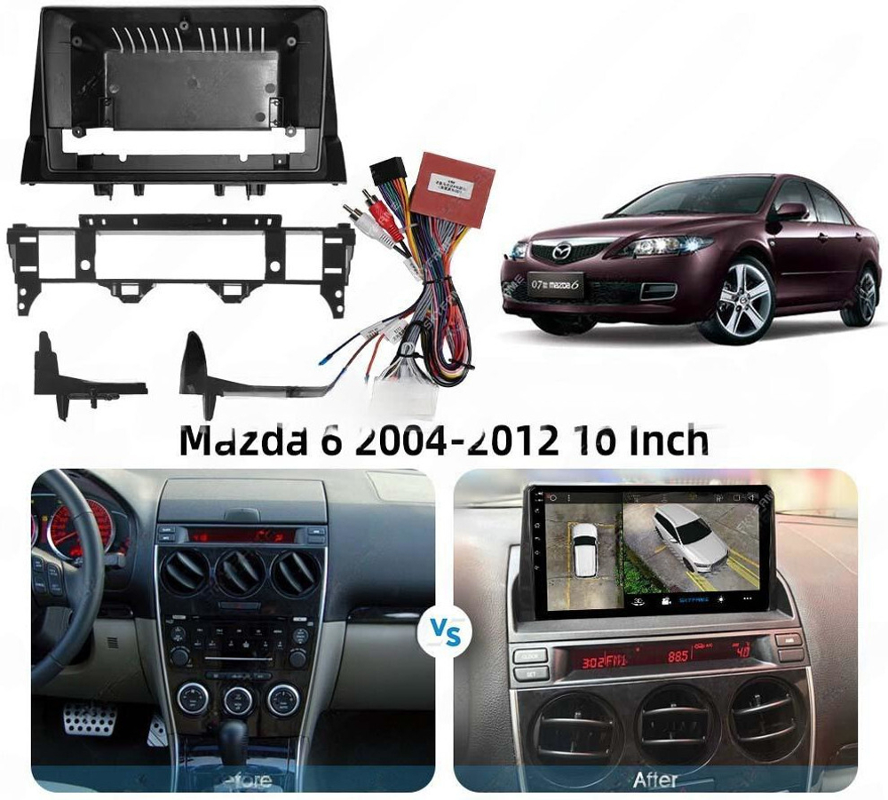 Магнитола для Mazda 6 2002-2007 (вместо верхнего бардачка) - Carmedia SF-9506-B IPS, Android 10, 8 ядер (TS18), 4G SIM-слот