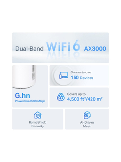 TP-Link Deco PX50(2-pack) AX3000 Домашняя Mesh-система Wi-Fi 6 с поддержкой Powerline G1500