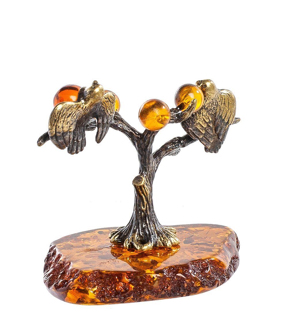 Народные промыслы AM-1261 Фигурка «Синички на дереве» (латунь, янтарь)