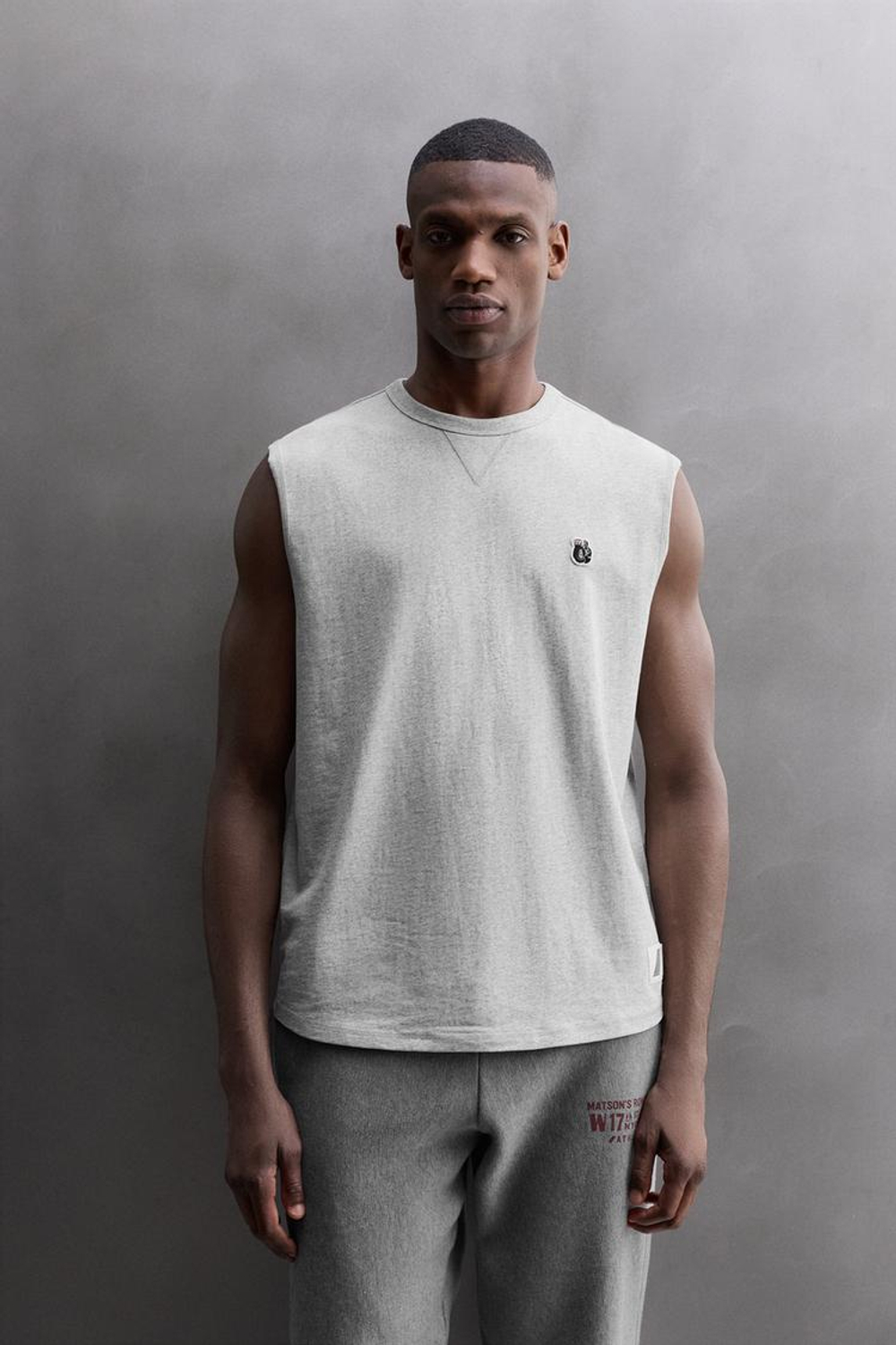 ZARA МАЙКА С ВЫШИВКОЙ, СЕРЫЙ МЕЛАНЖ