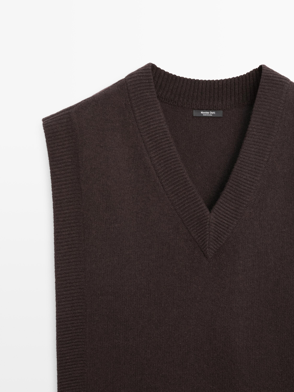 Massimo Dutti Жилет с V-образным вырезом, шоколадный