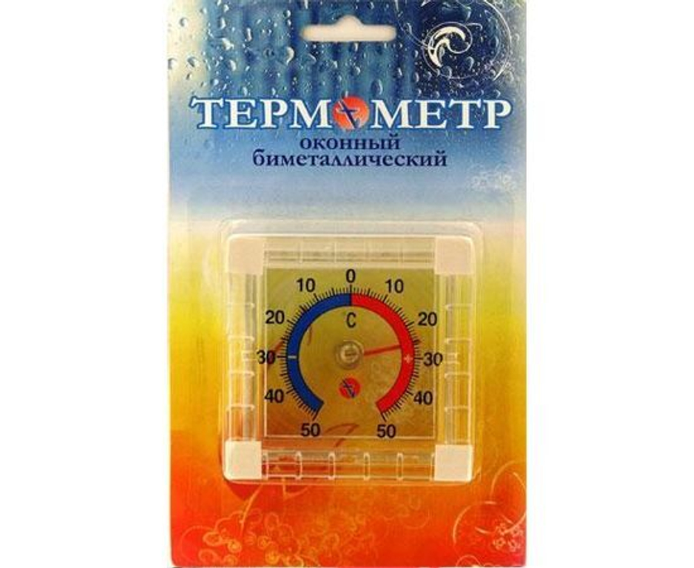 Термометр оконный биметаллический квадратный, -50+50С, блистер