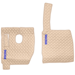 Ковры SHACMAN F3000 (экокожа, бежевый, бежевый кант, синяя вышивка)