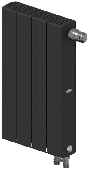 Радиатор Rifar SUPReMO Ventil 500 "антрацит" (RAL 7016) - 4 секции подключение нижнее (правое)