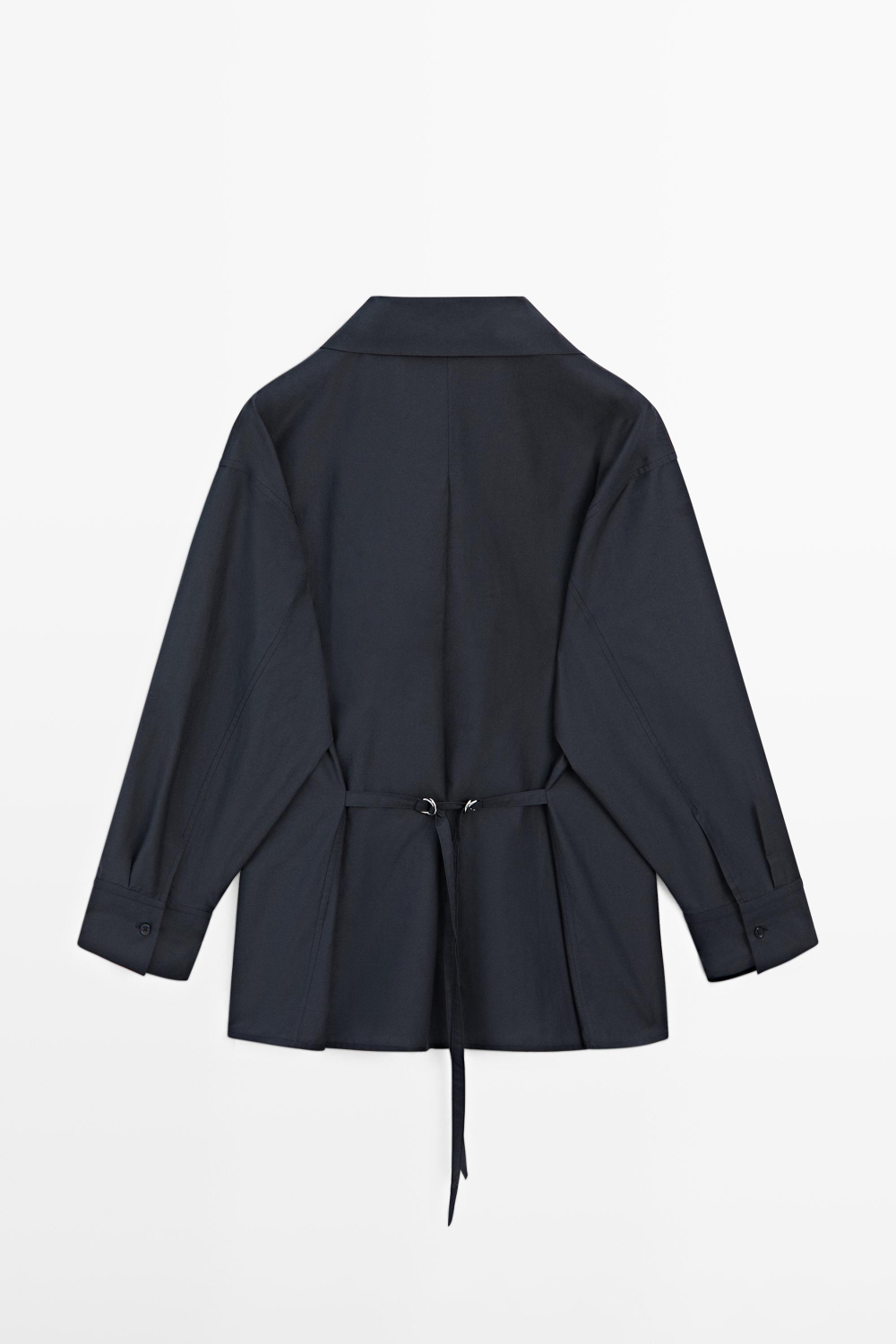 Massimo Dutti Куртка-рубашка из смесового хлопка с карманом, глубинно-синий