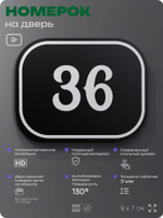 Номерок на дверь квартиры 36, для кабинета, офиса, шильдик 9 х 7 см, черный, Айдентика Технолоджи
