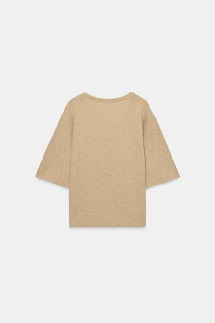 ZARA ФУТБОЛКА С V-ОБРАЗНЫМ ВЫРЕЗОМ, РЫЖЕВАТО-КОРИЧНЕВЫЙ