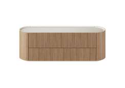 Тумба Lagom под ТВ 2 ящика ширина 140 см (натуральный дуб, молочный)