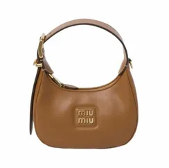 Кожаная женская сумка-хобо Miu Miu коричневый