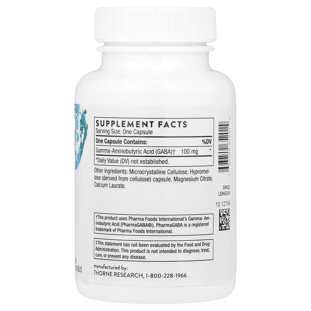 Thorne, PharmaGABA-100, 60 капсул (100 мг в 1 капсуле)