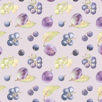 Виноград и сливы на сиреневом / Grapes and plums on lilac