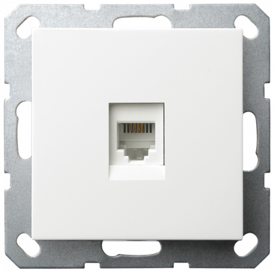Интернет-розетка RJ45 с накладкой, цвет белый глянцевый
