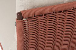 "Фиджи" диван 3-местный плетеный из роупа, каркас алюминий коричневый (RAL8016) муар, роуп красный (8372) круглый tex, ткань Mossle бежевая