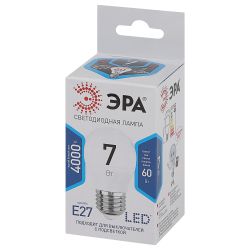 Лампа светодиодная ЭРА STD LED P45-7W-840-E27 7Вт шар нейтральный белый свет Е27