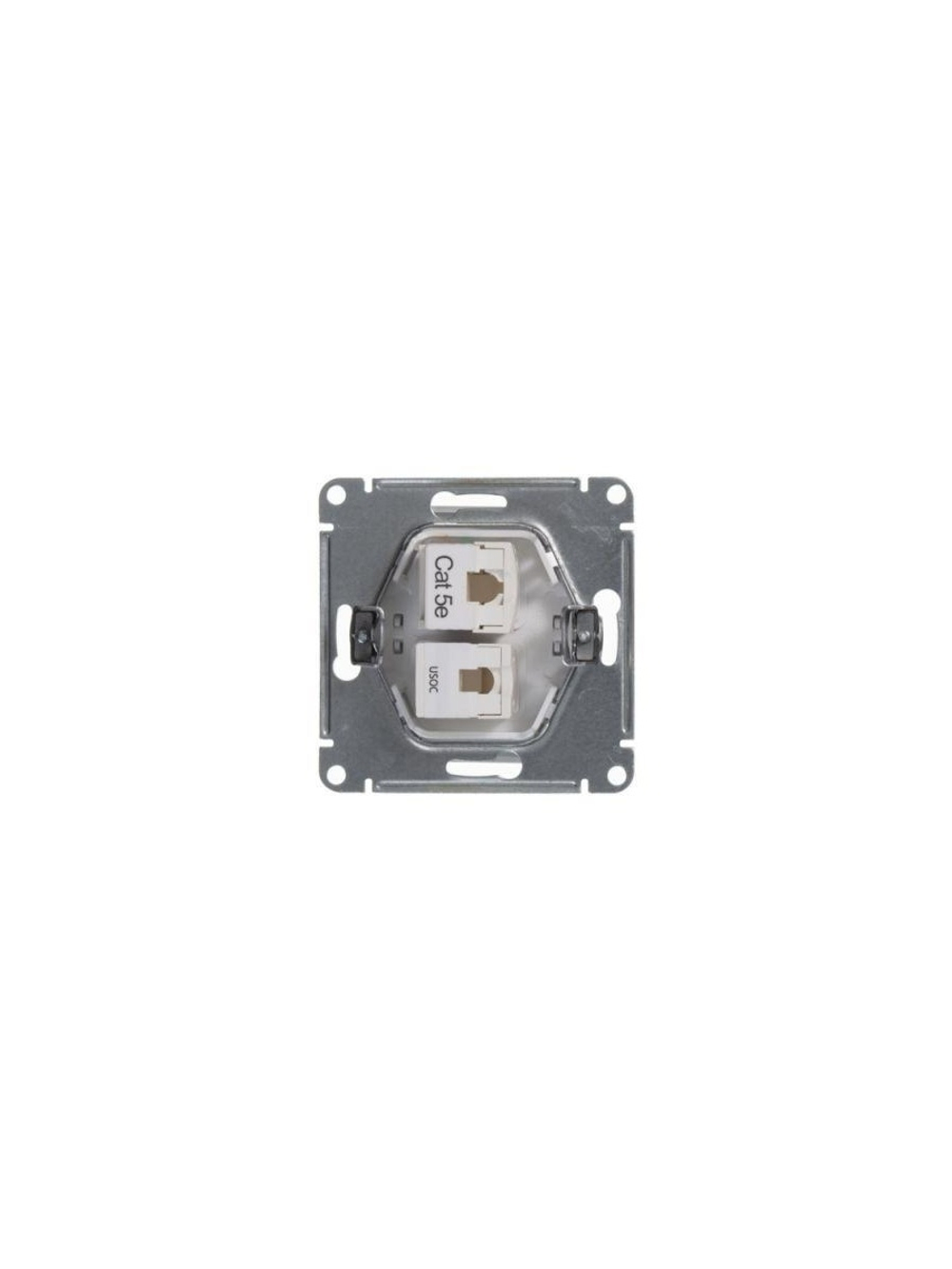Розетка компьютерная + телефонная 2-м СП Glossa RJ45 + RJ11 кат.5E механизм бел. SE GSL000185