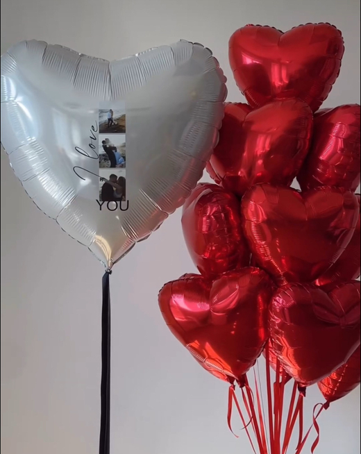 Воздушные шары Сердечки на атласных лентах №2397