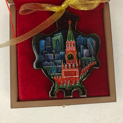 Сувенир Самовар "Москва" с росписью Палех в подарочном футляре