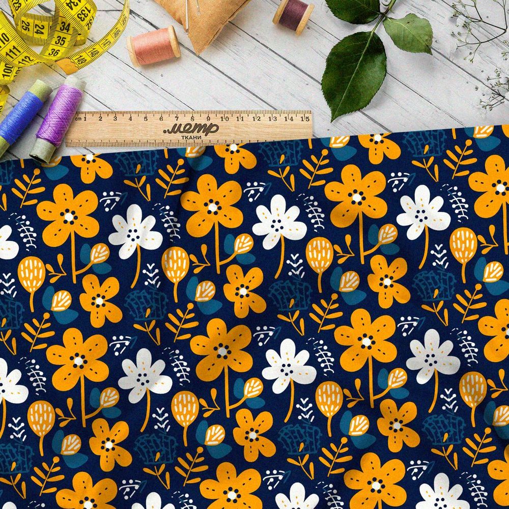 Ткань премиум шифон фантазийный сад