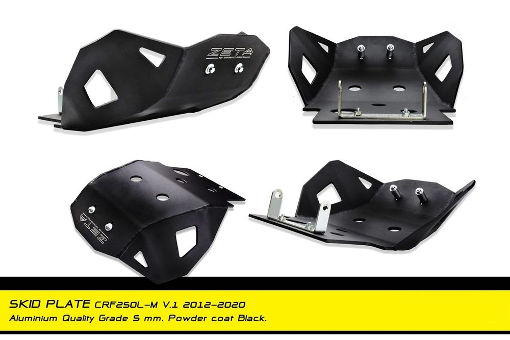 Skid Plate for Honda CRF250L-M (2012-2020). Aluminium, 5mm. V1.5 Black