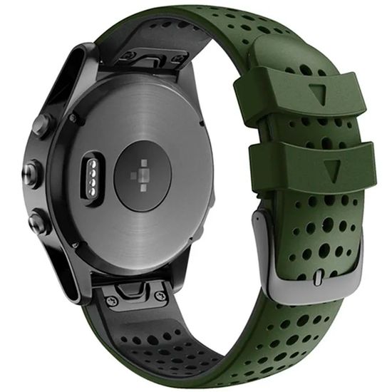 Ремешок дышащий Athlet 22 мм. для Garmin Fenix 7/6/5, EPIX 2, MARQ, Forerunner 935 / 945 / 955 / 965, instinct, instinct 2 двухцветный силиконовый быстросъемный