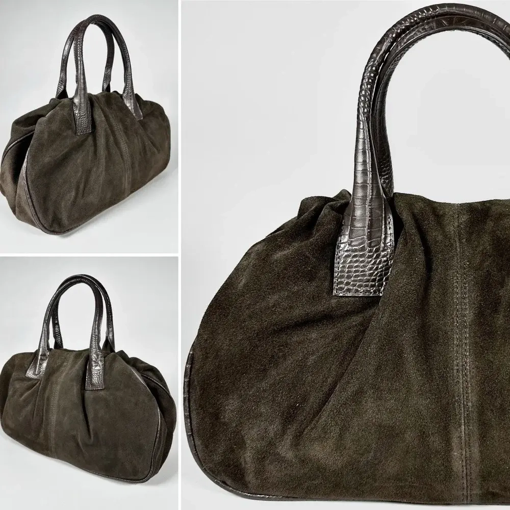 Женская коричневая сумка из натуральной замши