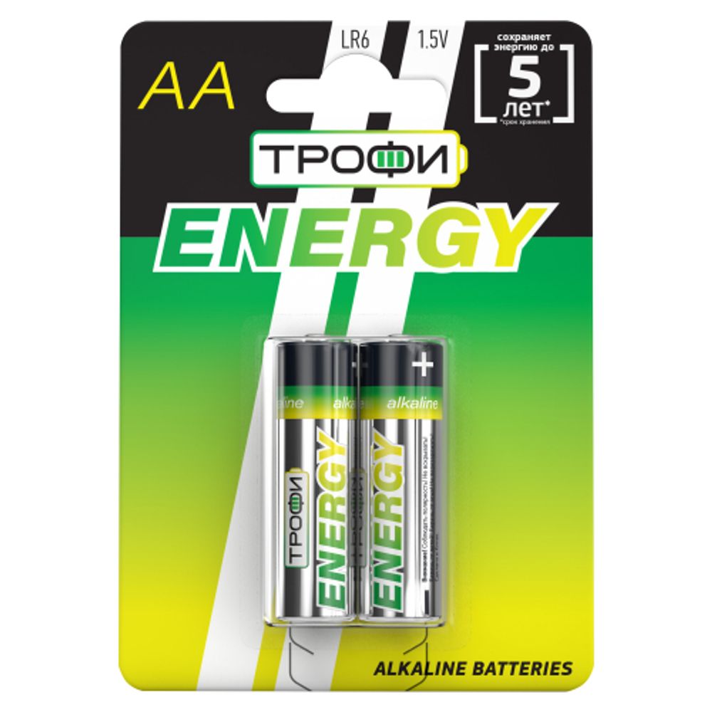 Батарейки Трофи LR6-2BL ENERGY Alkaline | Трофи