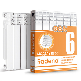 Радиатор алюминиевый секционный Radena CN-RA R 500 (500 х 6 секций, подключение боковое)