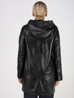 Кожаная куртка демисезонная с капюшоном длинная