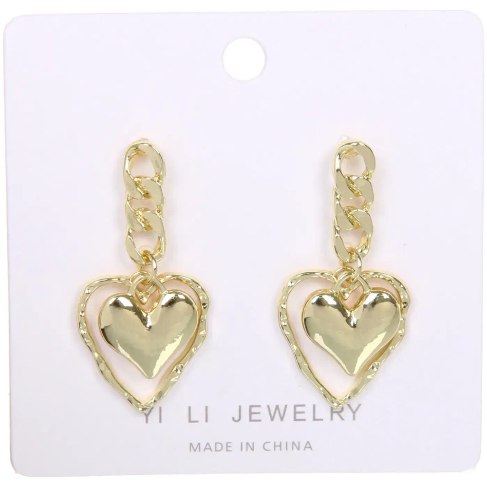 Серьги «ЭЛЛОДИ», сердечки, цвет золото и серебро, 4*2см