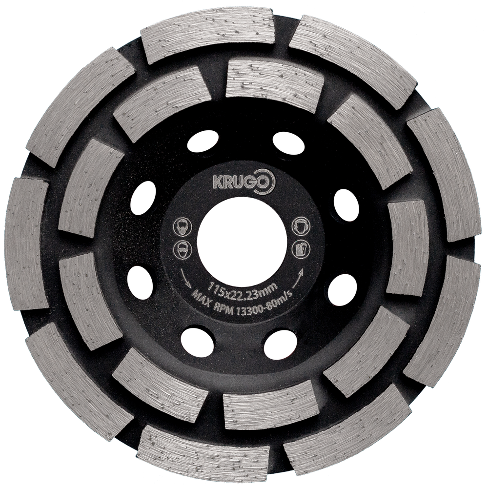 Чашка алмазная двухрядная KRUGO 115x22,23x5mm, CWD45A