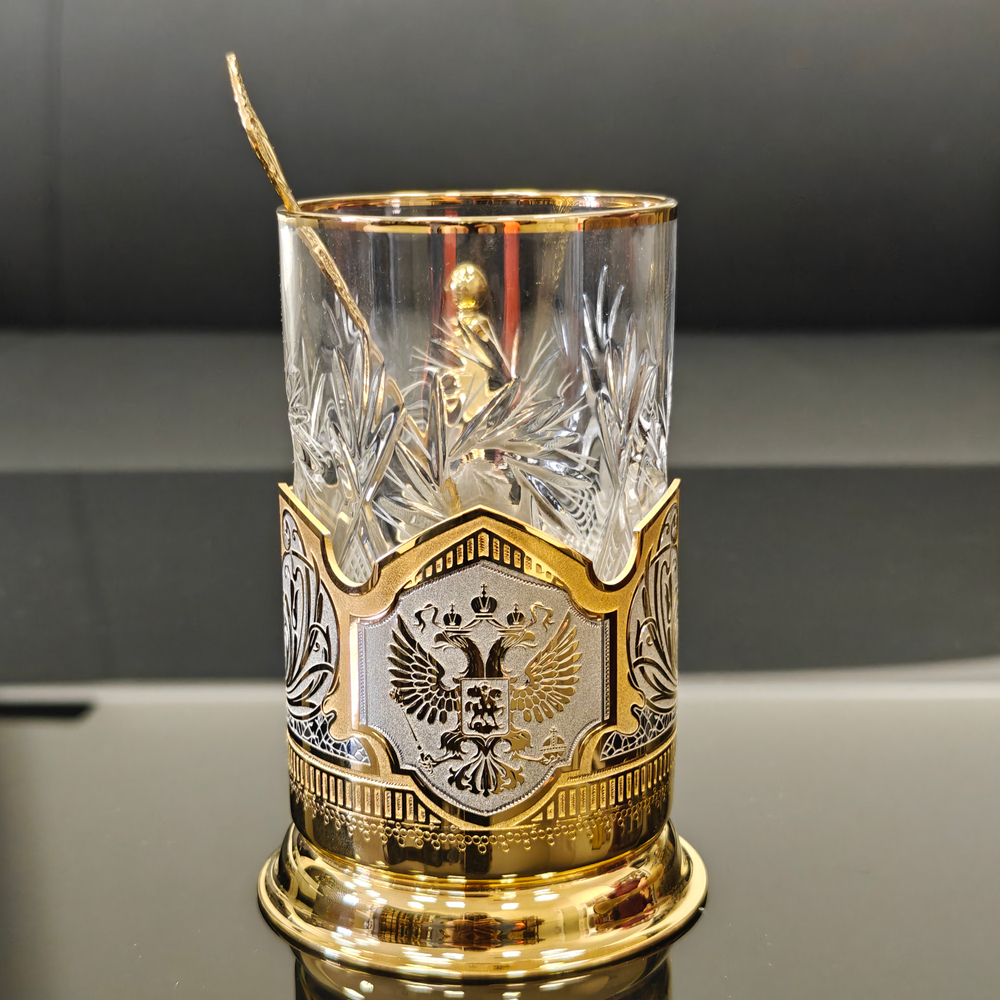 Чайный набор "Герб" ( злат.гравюра) в футляре