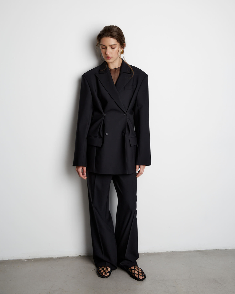 Жакет с дополнительными петлями из шерсти черный