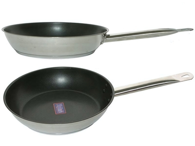 Сковорода 28см Общепит нерж ТРС 3,5мм, индукция, покрытие Xylan