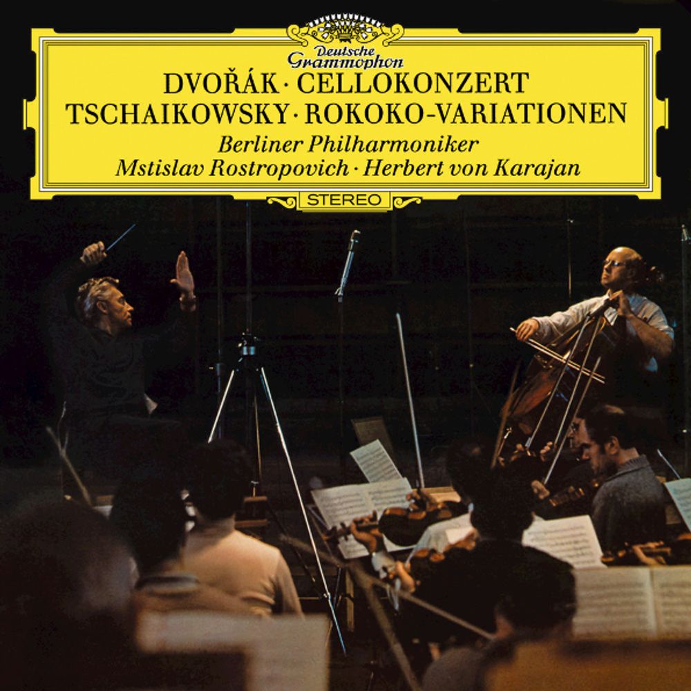 Mstislav Rostropovich, Berlin Philharmonic, Herbert von Karajan / Dvorak: Cello Concerto, Tchaikovsky: Variations On A Rococo Theme (LP)