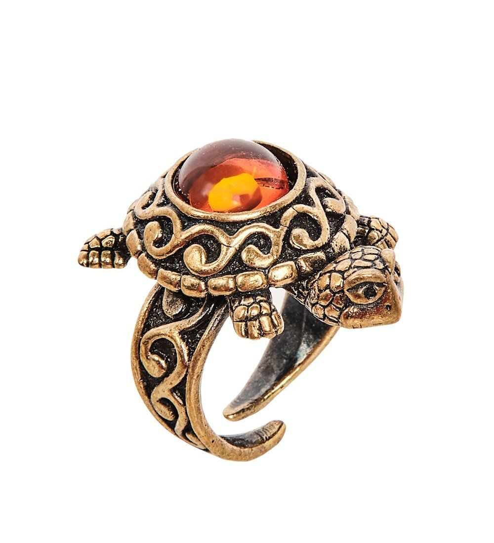 AM-2516 Кольцо «Черепаха Удача» (латунь, янтарь)
