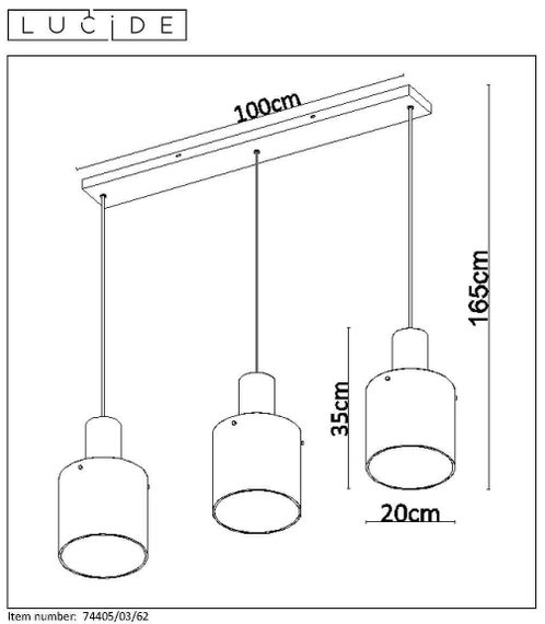 Подвесной светильник Lucide Toledo 74405/03/62