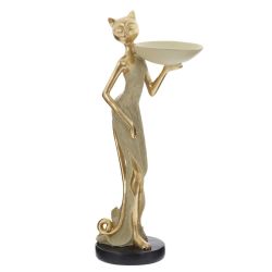 GAEM Фигурка декоративная "Кошка" с подставкой д/мелочей, L15 W9,5 H33 см