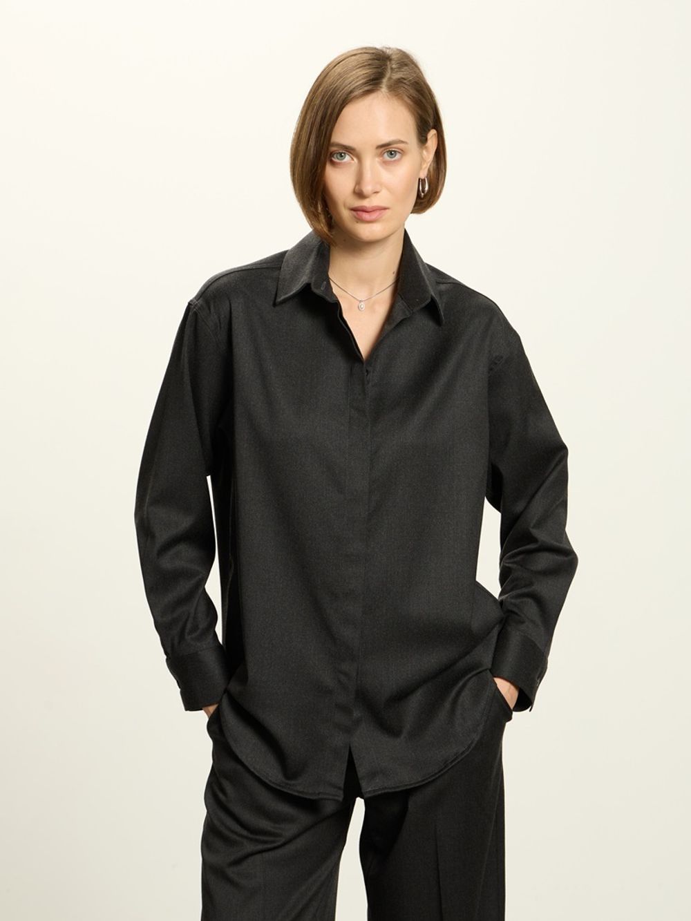 Рубашка Хельсинки графит шерсть