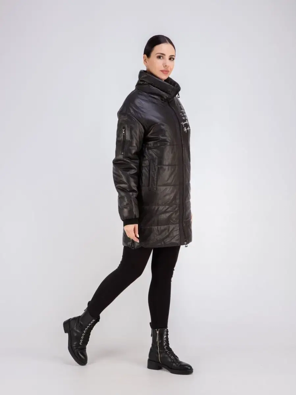 Пальто из натуральной кожи