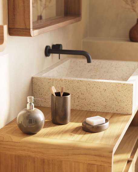 Умывальник Pure из терраццо белого цвета