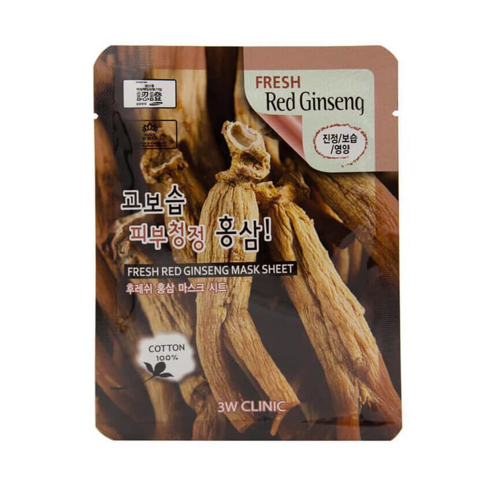 Тканевая маска с красным женьшенем 3W Clinic Fresh Red Ginseng Mask Sheet