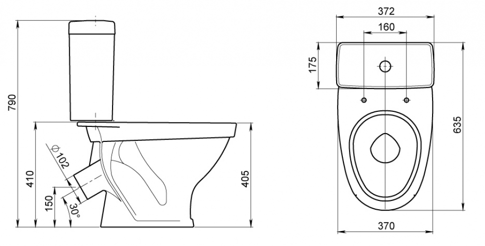 Унитаз-компакт Santeri Форвард c сидением стандарт схема