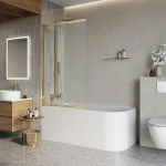 Шторка для ванны BelBagno LUCE-VF-11-90/145-C-ORO стекло прозрачное/профиль золото