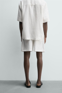 ZARA ШОРТЫ RELAXED FIT ИЗ 100% ЛЬНА, БЕЛЫЙ