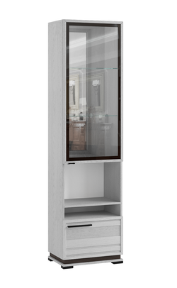 Шкаф-пенал со стеклом Модена МШ-3, ясень анкор светлый/венге