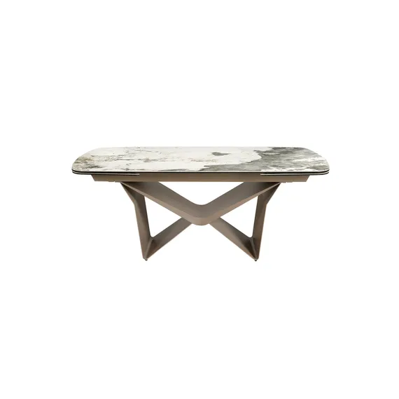 Овальный раздвижной обеденный стол 1154 из керамики в отделке под мрамор