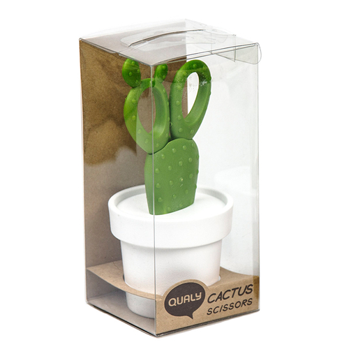Ножницы cactus с держателем,  белые с зеленым