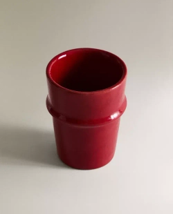 ZARA HOME ВАЗА С РЕЛЬЕФНЫМ УЗОРОМ И ЛАКИРОВАННОЙ ОТДЕЛКОЙ, КРАСНЫЙ