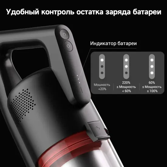 Вертикальный беспроводной пылесос для влажной и сухой уборки DEERMA T20W