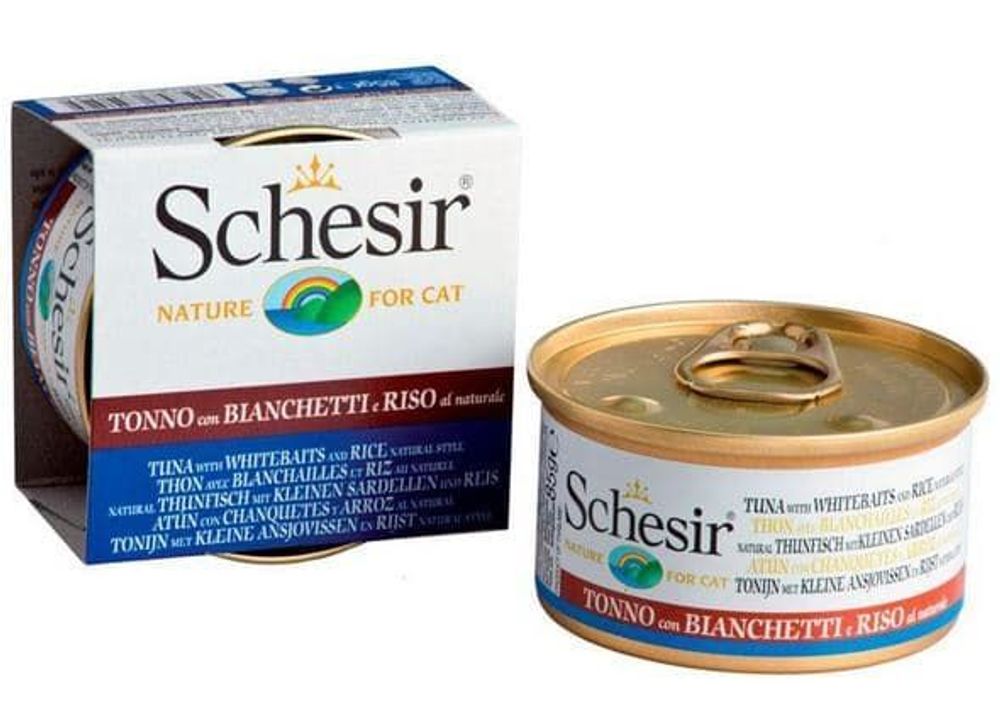 &quot;Schesir&quot; консервы для кошек ТУНЕЦ в собств.соку со СНЕТКАМИ 85гр